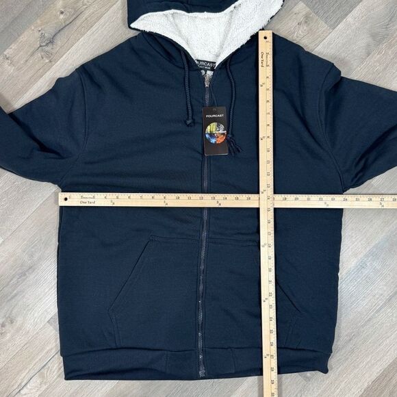 Forecast Fleece Sherpa Lined Full Zip Hoodie Jacket Blue Large - Picture 9 of 11